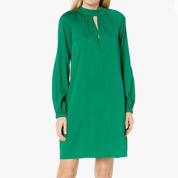 Milly Emerson Dress Kelly Green Long Sleeve Silk Blend Size 6 Q2 - Picture 1 of 11